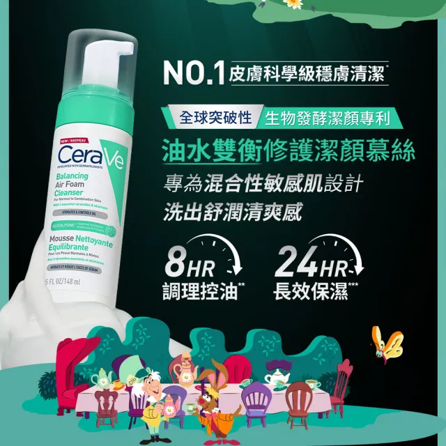 【CeraVe 適樂膚】momo獨家!超品日限定★迪士尼愛麗絲系列 臉部清潔修護禮盒(油水雙衡潔顏慕絲+超級修護乳)