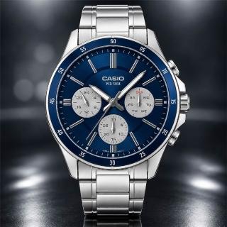 【CASIO 卡西歐】MTP-1374D-2A3 三眼賽車風格指針錶(時尚潮流 錶徑約4.35公分)