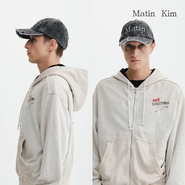 【MATIN KIM】官方旗艦 復古刷舊丹寧棒球帽(黑色)