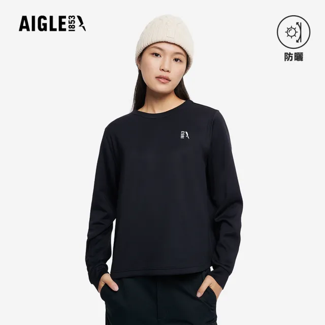 【AIGLE】女 抗UV涼感長袖T恤｜AG-5A251A100 黑色(女裝 抗UV 防曬 涼感衣 女 T恤 長袖T恤)