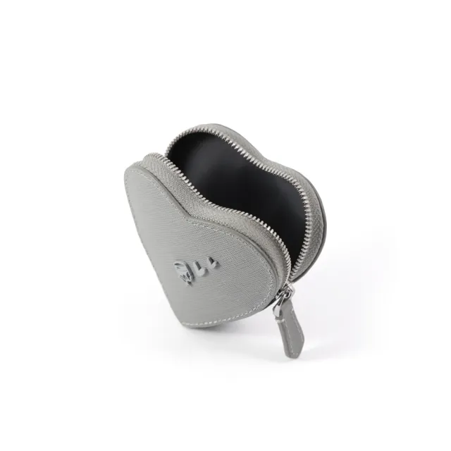 【PORTER INTERNATIONAL】真皮心形MINI POUCH造型零錢包(灰)