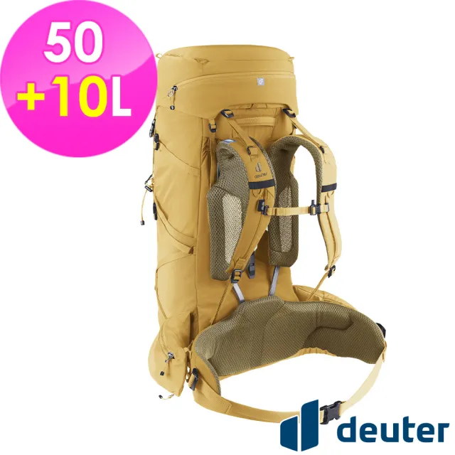 【deuter】AIRCONTACT CORE拔熱式透氣背包50+10L(3350326黃沙/長途朝聖/徒步旅行/旅遊/戶外活動)