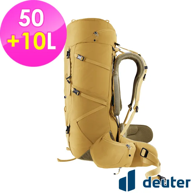【deuter】AIRCONTACT CORE拔熱式透氣背包50+10L(3350326黃沙/長途朝聖/徒步旅行/旅遊/戶外活動)