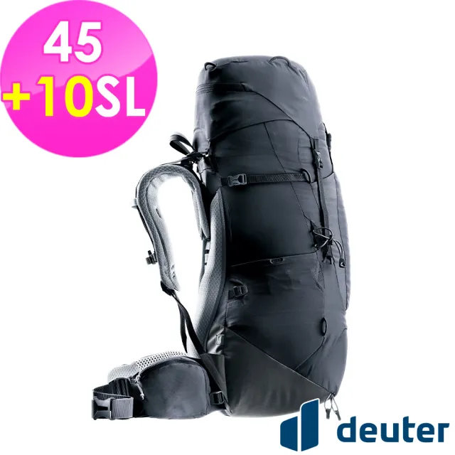 【deuter】AIRCONTACT LITE拔熱式透氣背包45+10SL(3340223黑/長途朝聖/徒步旅行/旅遊/戶外活動)