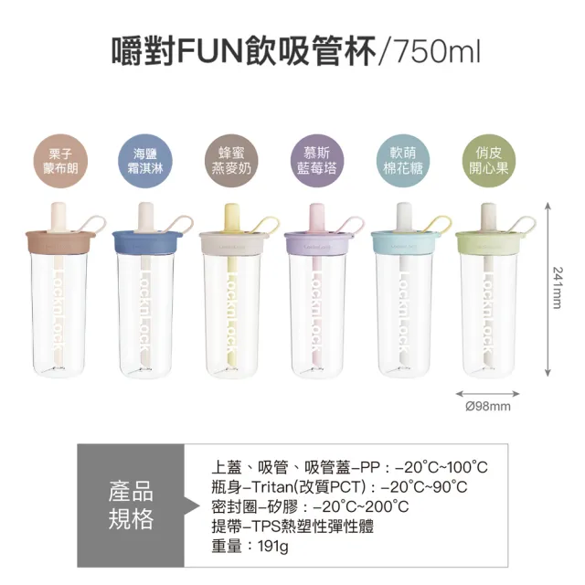 【LocknLock 樂扣樂扣】超值二入組 官方直營 嚼對FUN飲吸管杯 750ml(6色任選/寬口徑/大容量/吸管杯)