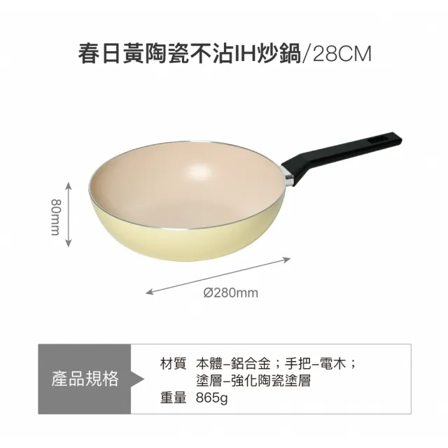 【LocknLock 樂扣樂扣】官方直營 陶瓷不沾系列春日黃雙鍋組 28cm(平煎鍋+炒鍋/IH可用鍋)
