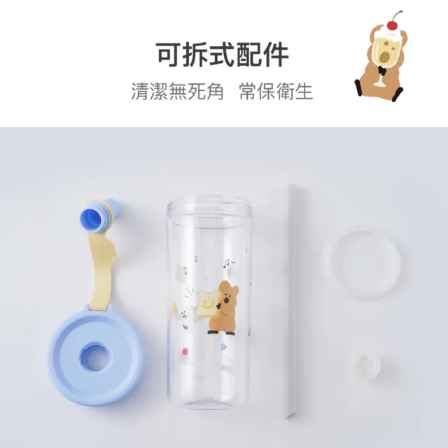 【LocknLock 樂扣樂扣】官方直營 呆萌町系列 嚼對FUN飲吸管杯 750ml(呆萌町/DINOTAENG/短尾矮袋鼠/吸管杯)