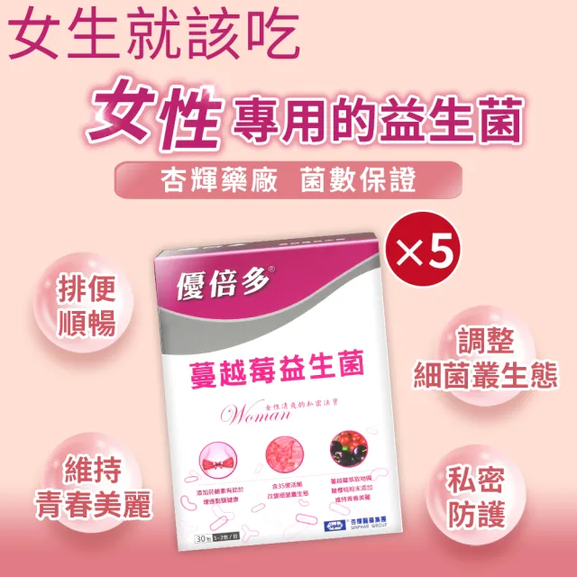 【YouBest 優倍多】蔓越莓益生菌 5入(共150包-順暢益生菌.保證35億活菌.菸鹼素 專利私密菌 中秋禮盒)