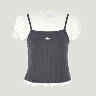 【adidas 愛迪達】短袖上衣 LI5117 女款 ORIGINALS假兩件式泡泡袖上衣