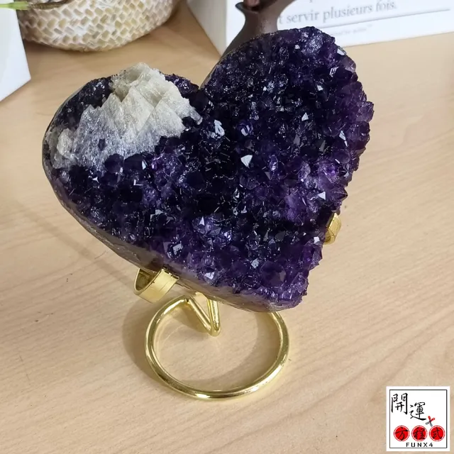 【開運方程式】愛心紫晶鎮一物一拍1.12kg附金屬支加底座(AGU483心想事成l紫晶洞l晶簇)