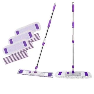 【VICTORY】乾濕兩用扣式大平板拖把-2拖6布(雙效布 超細纖維拖把 棉紗拖把 強力除塵 吸水拖把 快速替換)