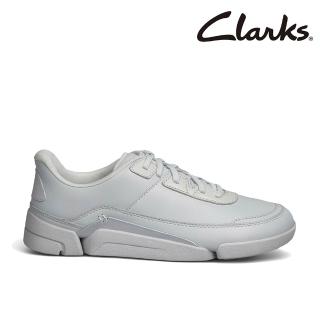 【Clarks】女鞋 三瓣鞋2.0PLUS -Trigenic2 Stu.真皮輕盈綁帶休閒鞋 小白鞋(極淺灰)(CLF28791C)