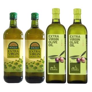 【慕雅利華】柏菲答+艾奇利華特級初榨冷壓橄欖油(1000mlx2瓶+1000mlx2瓶)