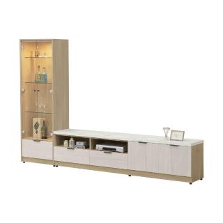 【BODEN】MIT台灣製 | 艾東9尺L型電視櫃組合(2尺玻璃門展示櫃+7尺長櫃)