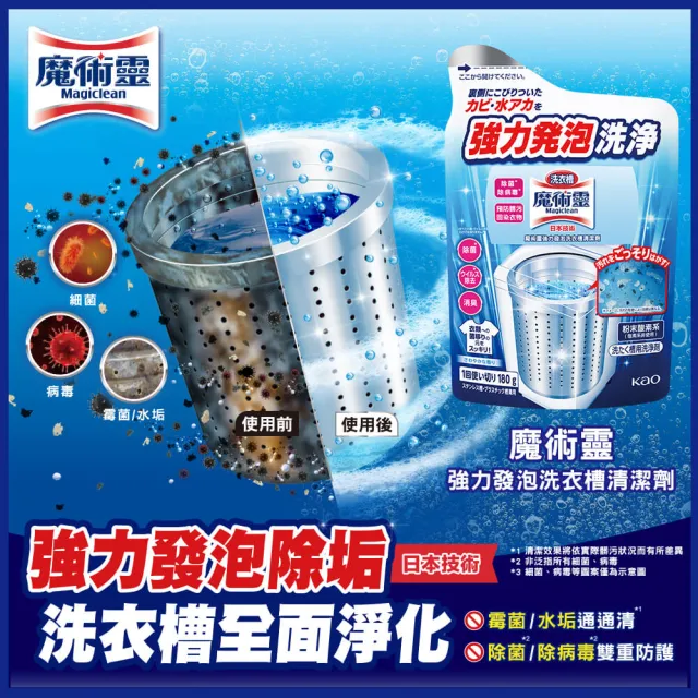 【魔術靈】強力發泡洗衣槽清潔劑 180g 5入組