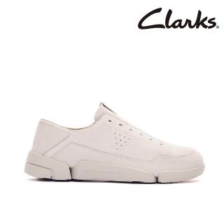 【Clarks】男鞋 三瓣鞋2.0 PLUS-Trigenic2 Chil真皮輕盈零綁帶套入鞋 運動鞋 休閒鞋(白色)(CLM87351C)
