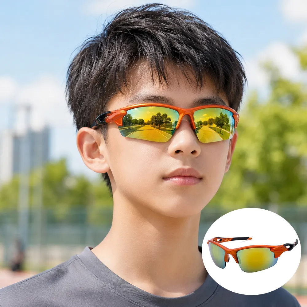 【SUNS】流線型運動太陽眼鏡 絢彩桔 防爆頂規墨鏡 防滑/透氣 S196 抗UV400  (國小/國中配戴款)