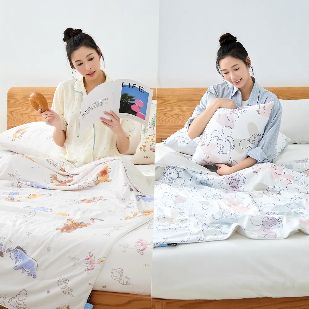 【Great Living 格蕾寢飾】迪士尼正版授權 ICECOOL 眠綿冰涼被枕頭組(怪獸電力公司/小熊維尼/米奇 任選)
