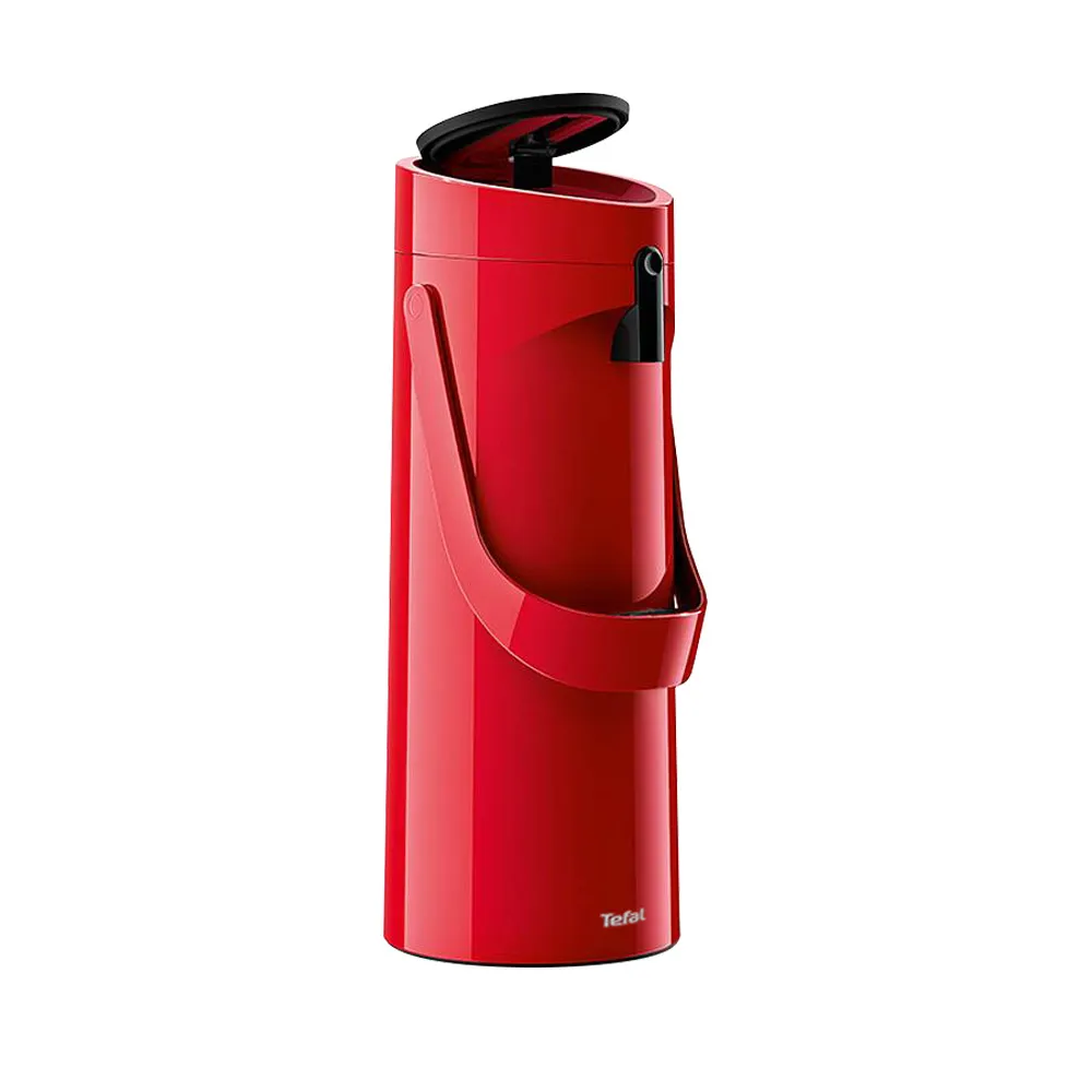 【Tefal 特福】氣壓式時尚真空保溫壺摩埃壺1.9L_精製玻璃內膽(紅)