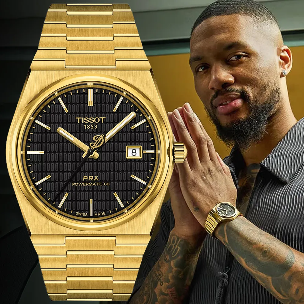 【TISSOT 天梭】PRX系列 NBA 達米安利拉德 特別版酒桶型機械錶-40mm 情人節 送禮(T1374073305100)