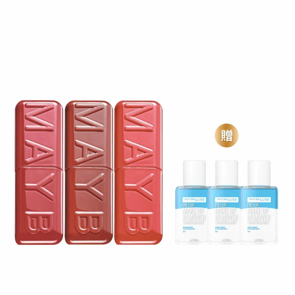 【MAYBELLINE 媚比琳】小猛獸持色光澤唇膏_3入組 (小猛獸持色/唇釉/唇蜜/口紅/護唇蜜/唇油/潤唇膏)