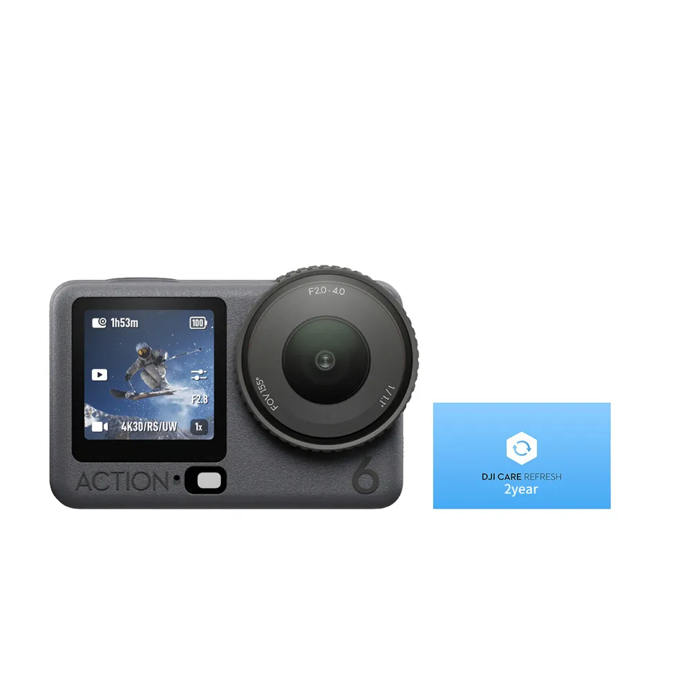 【DJI】OSMO ACTION 6標準套裝+2年版Care 運動相機/迷你相機｜可變光圈｜旗艦畫質超級夜拍(聯強國際貨)