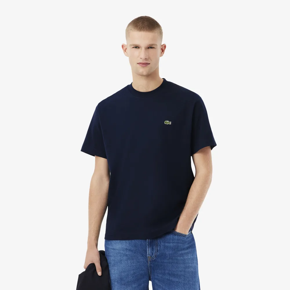 【LACOSTE】男裝-經典版型logo棉質短袖T恤(海軍藍)