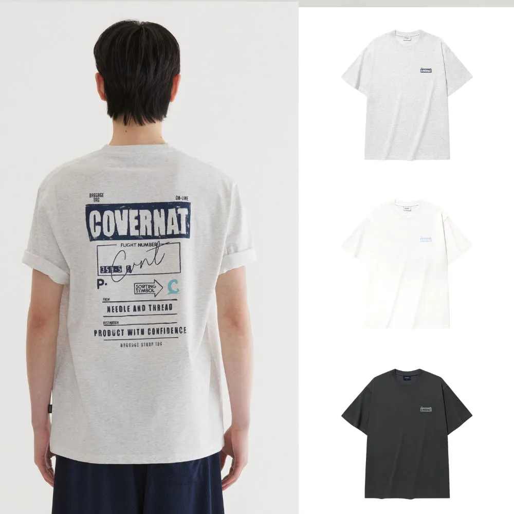 【COVERNAT】官方旗艦 旅行圖案T恤(UNI短袖上衣 炭灰/混灰/白色)