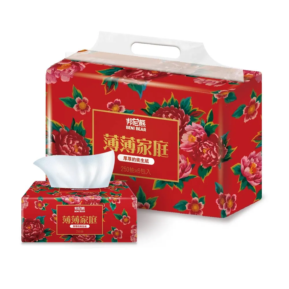 【Benibear 邦尼熊】薄薄家庭抽取式衛生紙250抽48包/箱