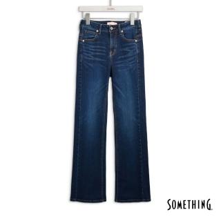 【SOMETHING】女裝 蜜桃剪裁丹寧靴型褲(酵洗藍)