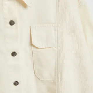 【SOMETHING】女裝 異材質拼接外套(米白色)