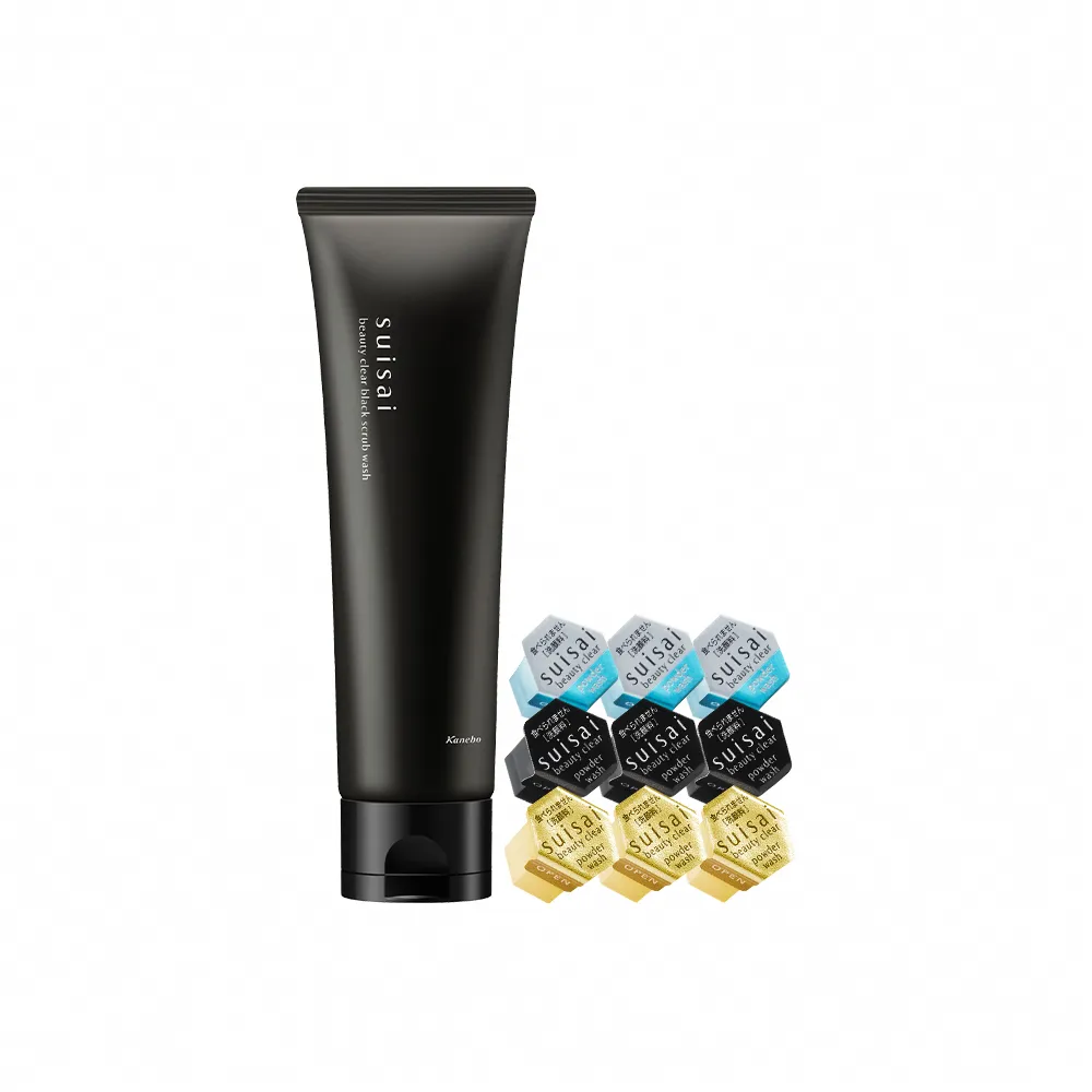 【Kanebo 佳麗寶】suisai 黑炭泥磨砂去角質皂 130g(加贈酵素粉體驗組)(洗面乳)