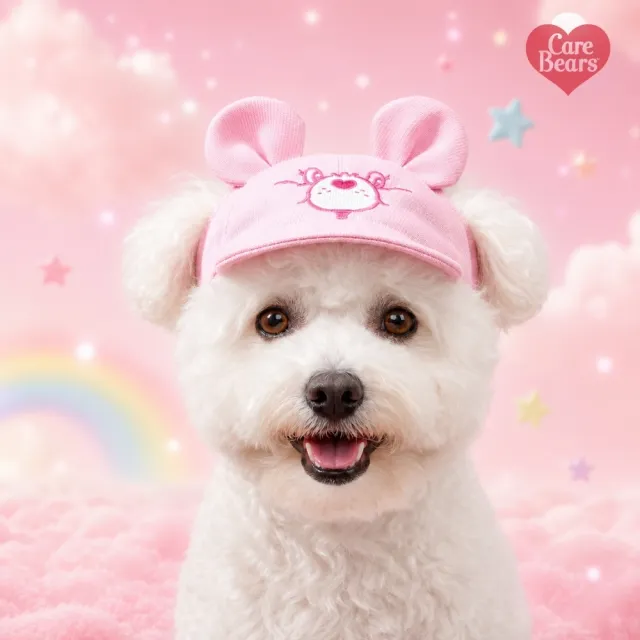 【Care Bears】彩虹熊愛心熊正版授權親膚可愛中小型犬貓棉質遮陽帽寵物遮陽帽寵物帽護眼防曬柔棉舒適親膚