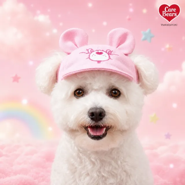 【Care Bears】彩虹熊愛心熊正版授權親膚可愛中小型犬貓棉質遮陽帽寵物遮陽帽寵物帽護眼防曬柔棉舒適親膚