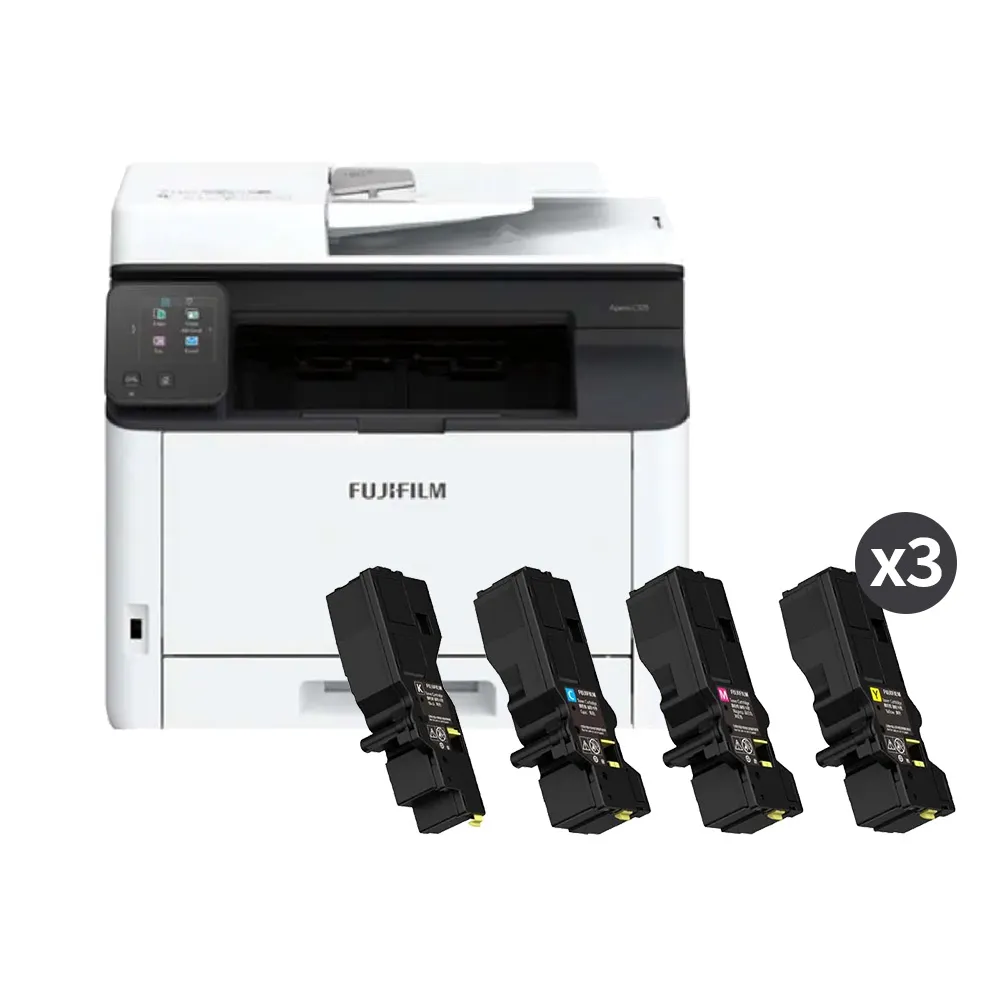【FUJIFILM 富士軟片】搭3組四色碳粉★Apeos C325dw 彩色雷射雙面無線S-LED掃描複合印表機