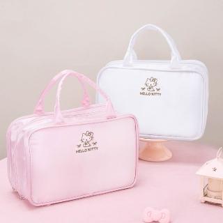 【HELLO KITTY】簡約輕奢風多分層大容量美妝保養品收納包(化妝包/旅行收納包)