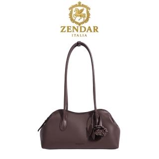 【ZENDAR】台灣總代理 限量1折 頂級小牛皮法掍包肩背包 Charm系列 全新專櫃展示品(咖啡色)