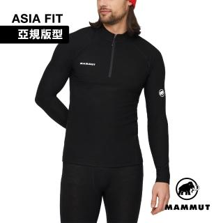 【Mammut 長毛象】TreeWool Thermal FL Half Zip LS AF 羊毛混紡保暖半拉鍊長袖上衣 黑色 男款 #1016-02370