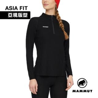 【Mammut 長毛象】TreeWool Thermal FL Half Zip AF 羊毛混紡保暖半拉鍊長袖上衣 黑色 女款 #1016-02380