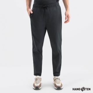 【Hang Ten】男裝-涼感吸濕快乾抽繩錐形長褲(黑色)
