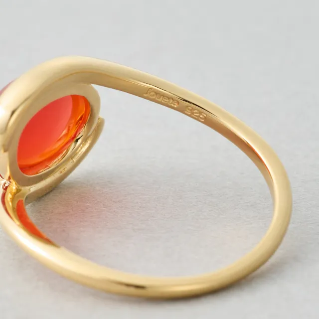 【Jouete】〔Gem〕摩登紅玉髓不對稱線條戒指(金色)