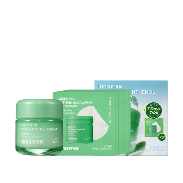 【innisfree】綠茶B5涼感平衡水凝霜禮盒(油水平衡、降膚溫/油肌適用/新品上市/水凝霜50ml+棉片14片)