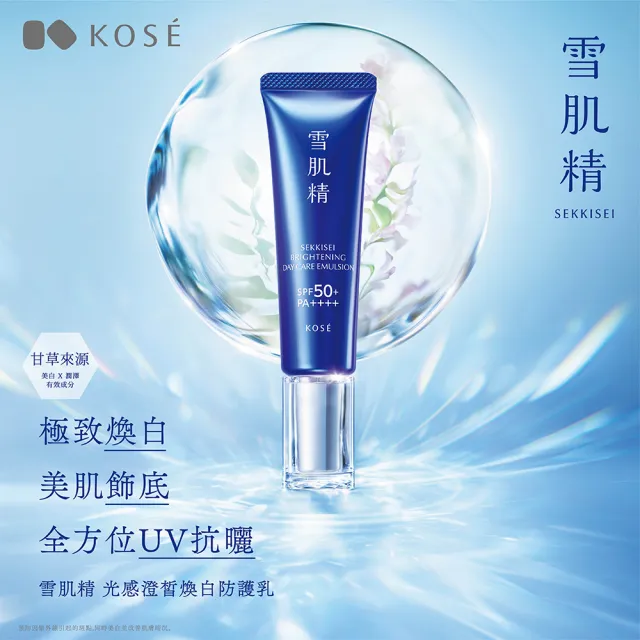 【KOSE 高絲】雪肌精 光感澄皙煥白防護乳35g+薏透露14mL