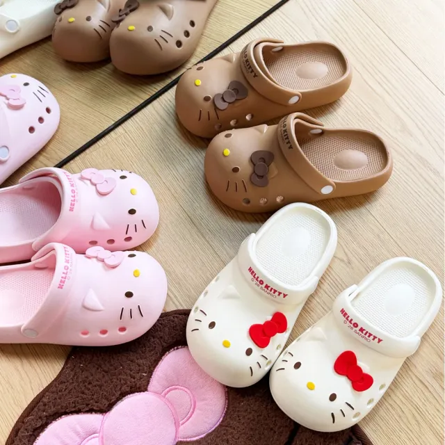 【HELLO KITTY】三麗鷗家族可愛凱蒂貓頭像造型EVA輕量柔軟透氣休閒涼拖鞋(洞洞鞋 布希鞋 海灘拖鞋)