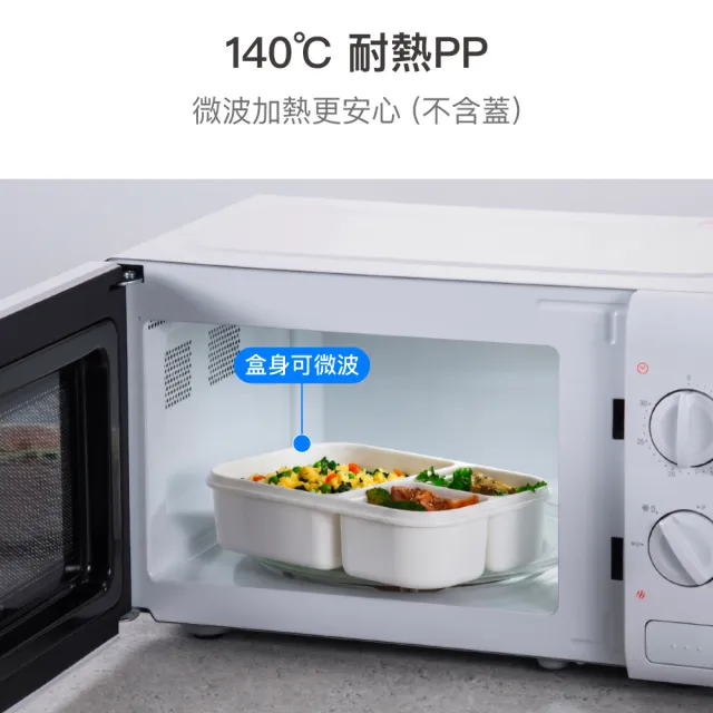 【LocknLock 樂扣樂扣】官方直營 耐熱PP三分隔便當盒 1500ml/白