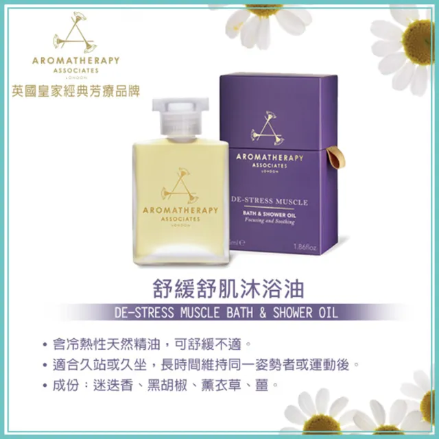 【AA 英國皇家芳療】舒緩舒肌沐浴油獨家限定組(舒緩舒肌沐浴油55mL+舒緩凝膠40mL+沐浴露50mL+品牌收納包)
