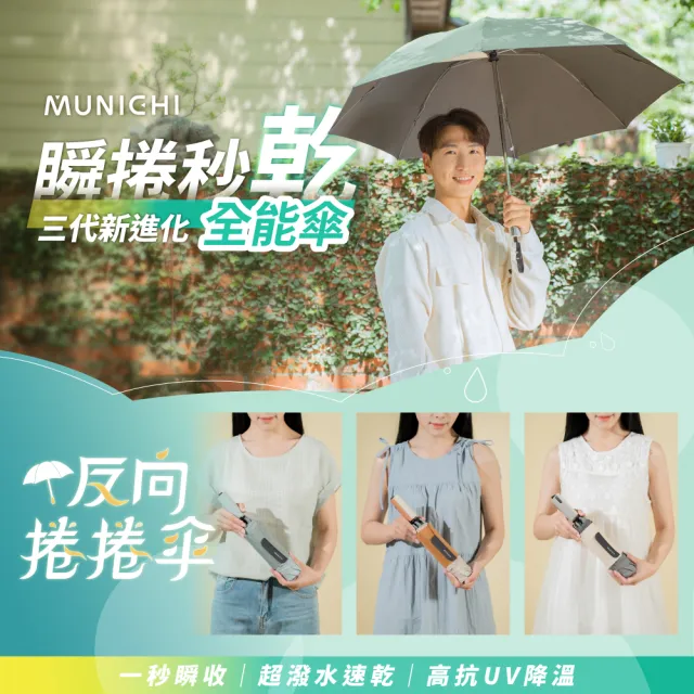 【MUNICHI 沐尼黑】反向捲捲傘/摺疊傘/摺疊傘/輕量傘/陽傘/晴雨兩用傘/梅雨/防潑水/購物節 MR.CITYRAIN
