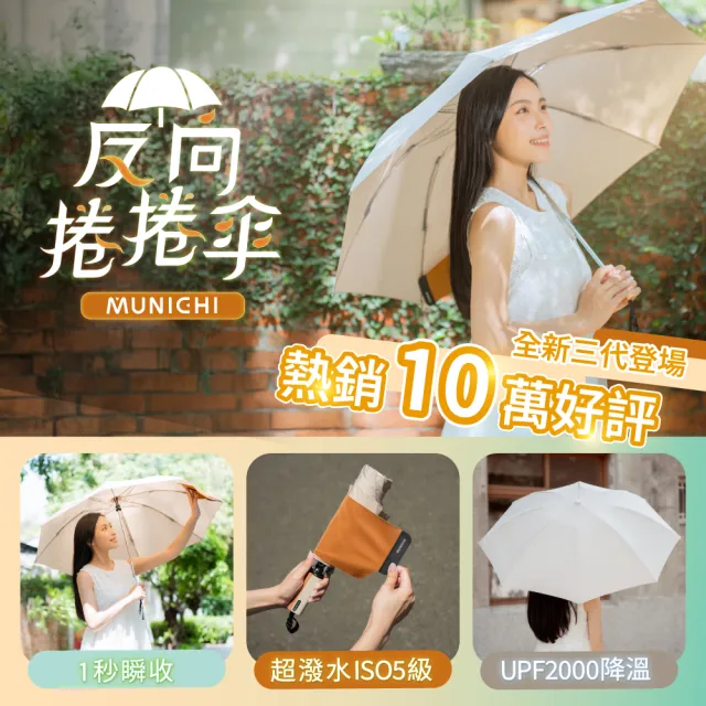 【MUNICHI 沐尼黑】反向捲捲傘/摺疊傘/摺疊傘/輕量傘/陽傘/晴雨兩用傘/梅雨/防潑水/購物節 MR.CITYRAIN