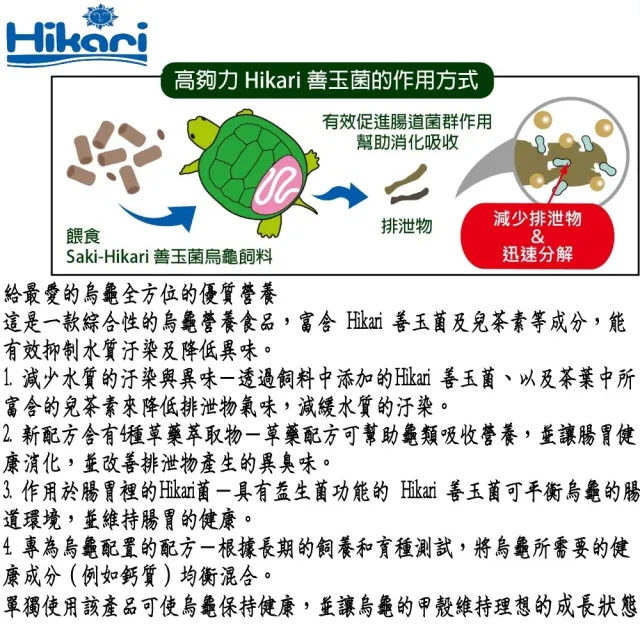 【HIKARI 高夠力】善玉菌烏龜飼料 M顆粒200g+Tetra德彩乾燥淡水蝦 250ml 守護腸胃(適用於各種澤龜水龜烏龜)