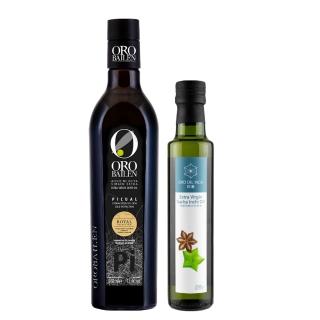 【Oro Bailen 皇嘉】Picual特級冷壓初榨橄欖油500ml+印嘉特級初榨印加果油250ml (Omega-369完美平衡組)